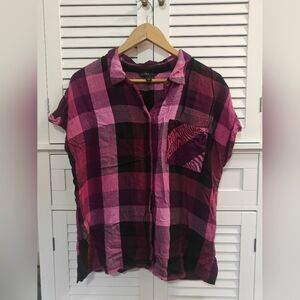Rock & Republic Purple and Black Plaid Shirt